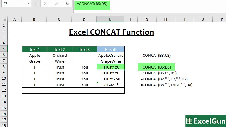 Concat Excel function
