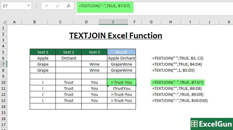 textjoin excel function